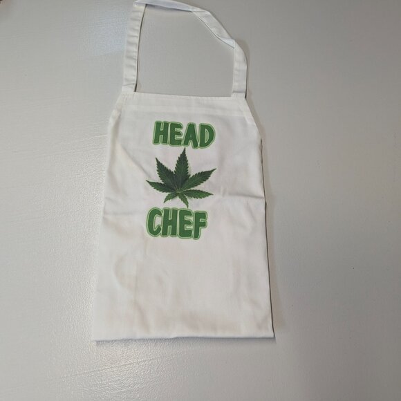 NWT "Head Chef" Apron White with Green Graphics and Silicone Candy/Ice Mold - Picture 2 of 13